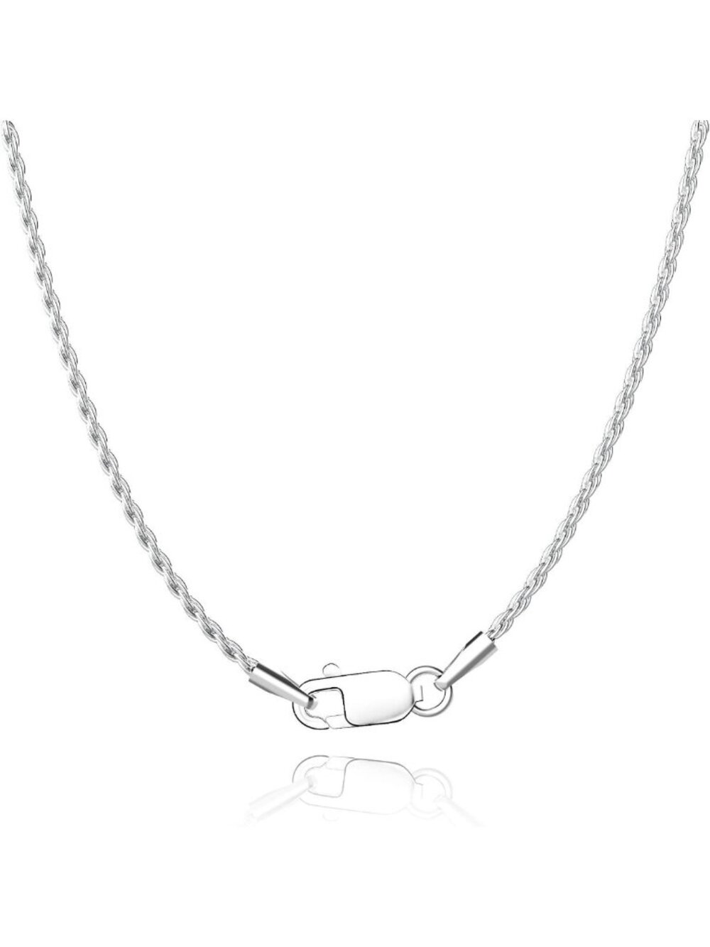 18K Gold Plated Sterling Silver Rope Chain Necklace for Women - Shiny & Durable